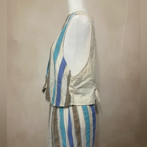 Handmade women's maxi skirt and vest set vertical stripe cottage prairie EUC - Picture 6 of 7
